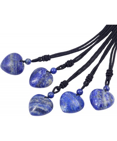 Heart Stone Necklace for Women Men, Lucky Love Healing Crystal Pendant with Adjustable Cord 19-27 Inches Blue $11.54 Necklaces