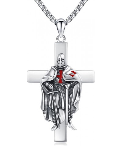 StoryEtain 925 Sterling Silver Patron Saint Medals Amulet Protection Pandent Necklace Cross Faith Jewelry for Men(2.5mm 22"+2...