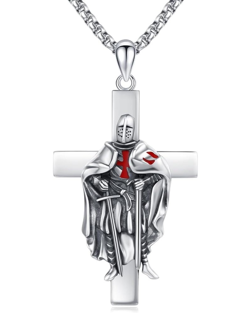 StoryEtain 925 Sterling Silver Patron Saint Medals Amulet Protection Pandent Necklace Cross Faith Jewelry for Men(2.5mm 22"+2...