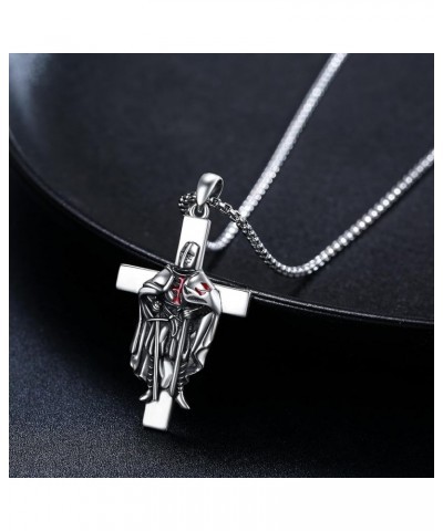 StoryEtain 925 Sterling Silver Patron Saint Medals Amulet Protection Pandent Necklace Cross Faith Jewelry for Men(2.5mm 22"+2...