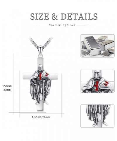 StoryEtain 925 Sterling Silver Patron Saint Medals Amulet Protection Pandent Necklace Cross Faith Jewelry for Men(2.5mm 22"+2...