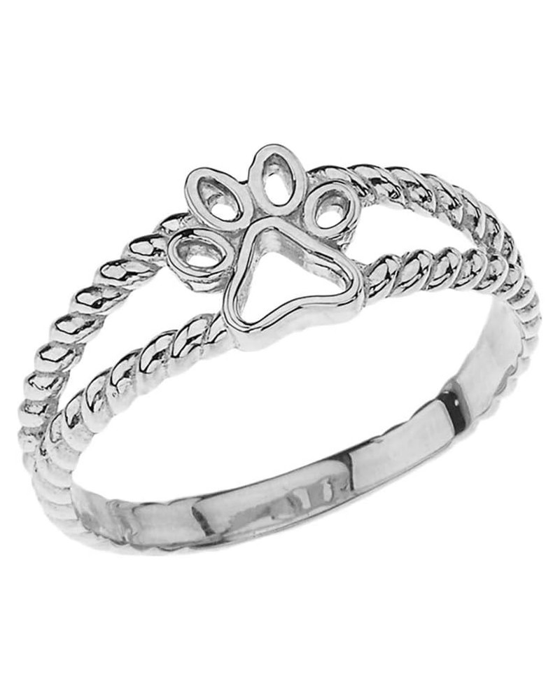 .925 Sterling Silver 1/4" Openwork Dog Paw Print Double Rope Split Shank Fashion Statement Ring $16.49 Rings