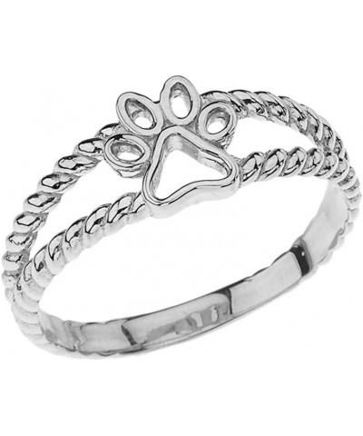 .925 Sterling Silver 1/4" Openwork Dog Paw Print Double Rope Split Shank Fashion Statement Ring $16.49 Rings