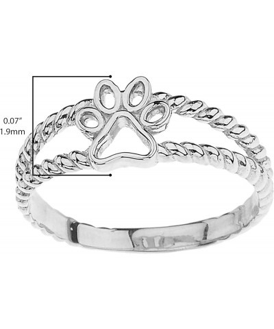 .925 Sterling Silver 1/4" Openwork Dog Paw Print Double Rope Split Shank Fashion Statement Ring $16.49 Rings