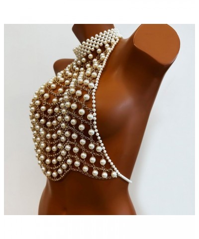 Pearl Body Chain - Adjustable Size Pearl Shoulder Chains Fashion Colorfast Pearl Body Chain Jewelry for Party, Artistic Photo...