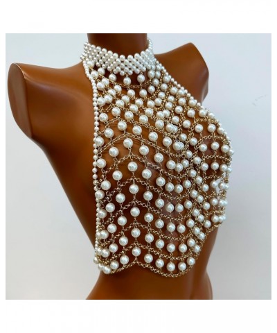 Pearl Body Chain - Adjustable Size Pearl Shoulder Chains Fashion Colorfast Pearl Body Chain Jewelry for Party, Artistic Photo...