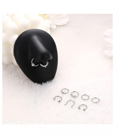 9PCS Septum Jewelry 16G Septum Rings Daith Earrings Hoop Nose Rings Horseshoe Stainless Steel Septum Rings For Women Helix Tr...