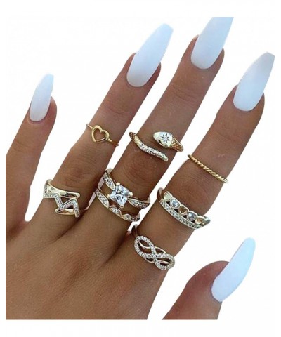 9-15PCS Knuckle Stacking Rings Set for Women Crystal Rhinestone Finger Statement Ring Sets Vintage Joint Knot Mid Rings for T...