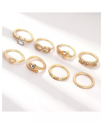 9-15PCS Knuckle Stacking Rings Set for Women Crystal Rhinestone Finger Statement Ring Sets Vintage Joint Knot Mid Rings for T...