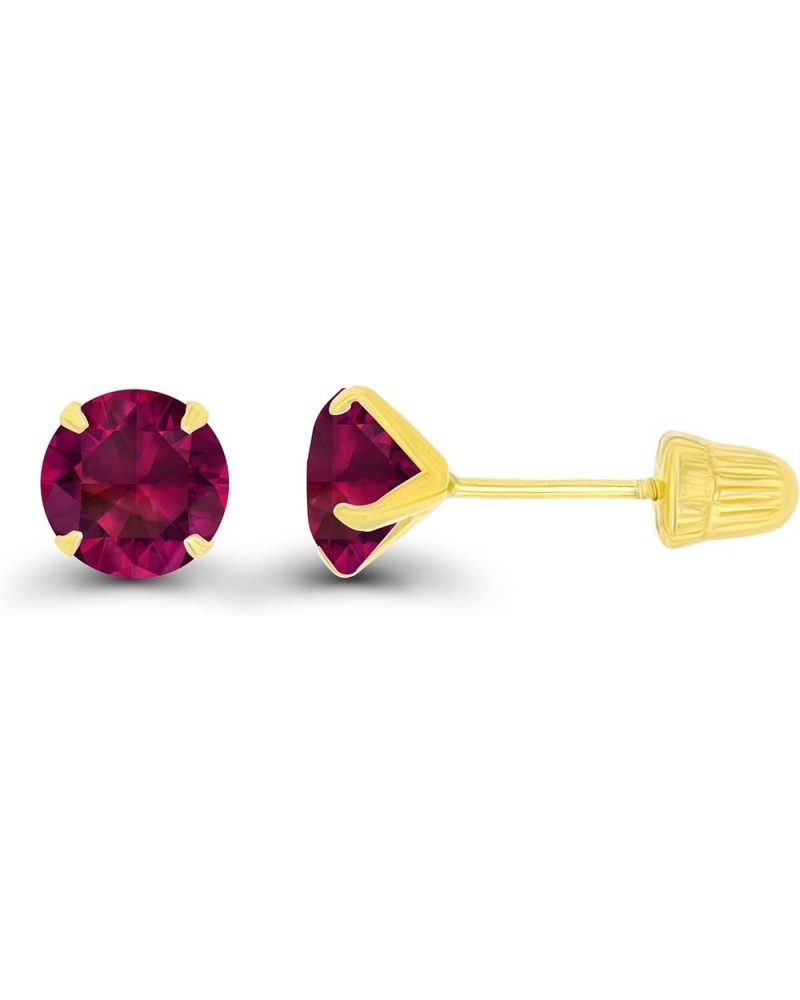 Solid 14k Gold Hypoallergenic 5mm Round Birthstone Solitaire Prong Set Screw Back Stud Earrings Ruby Created Yellow Gold $25....