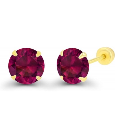 Solid 14k Gold Hypoallergenic 5mm Round Birthstone Solitaire Prong Set Screw Back Stud Earrings Ruby Created Yellow Gold $25....