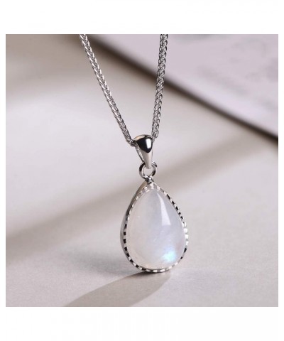 925 Sterling Silver Natural Crytral for Womens Pendant Necklace, Gemstone Birthstone with 18" Silver Chain Ladies Moon Stone ...