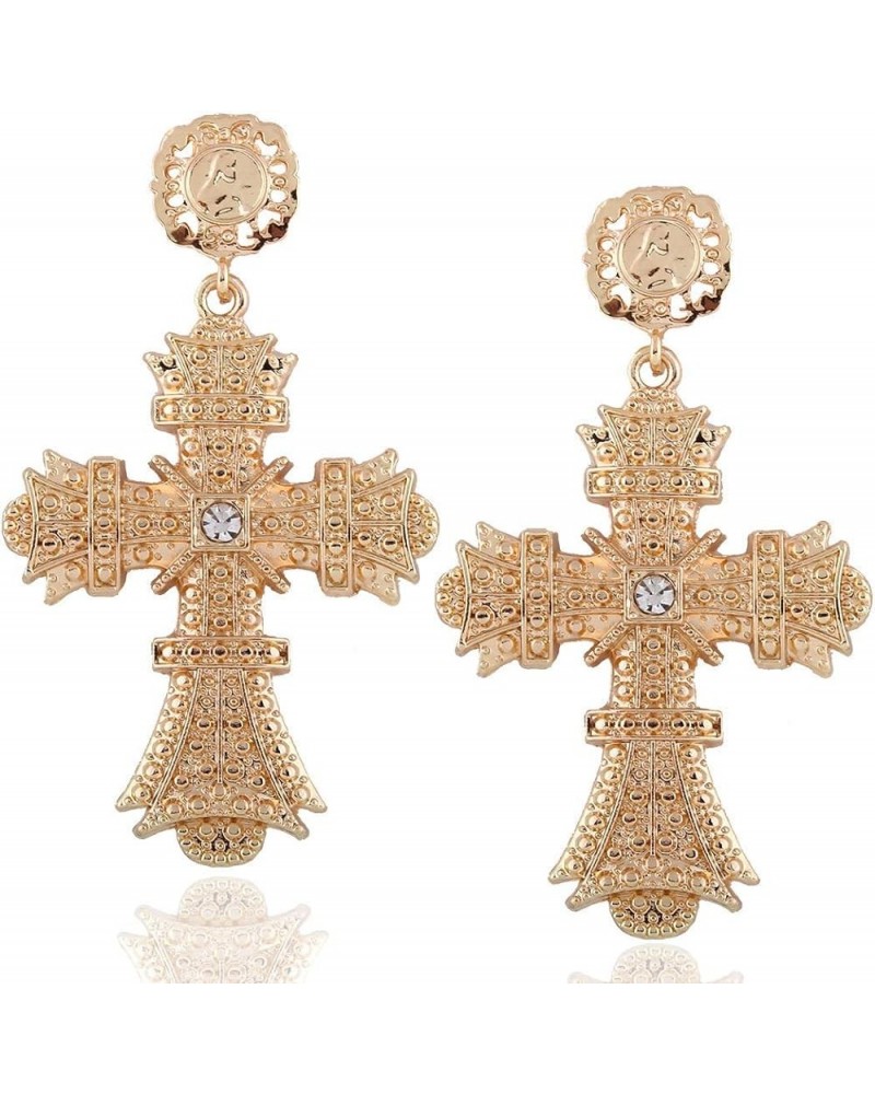 Big Cross Earrings Minimalist Cross Dangle Drop Earrings for Women Girls Jewelry Gifts B:gold $8.54 Earrings