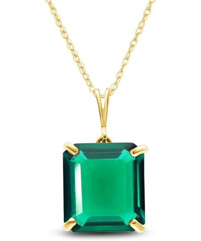 14K Solid Yellow Gold Necklace With Octagon Shape 4.5 ctw High Polished Genuine Emerald - Grade AAA LAB GROWN GENUINE REAL EM...