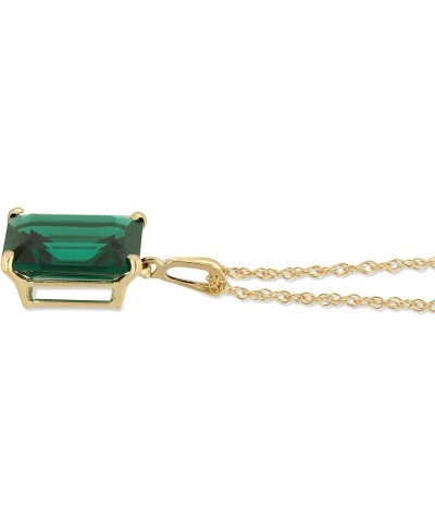 14K Solid Yellow Gold Necklace With Octagon Shape 4.5 ctw High Polished Genuine Emerald - Grade AAA LAB GROWN GENUINE REAL EM...