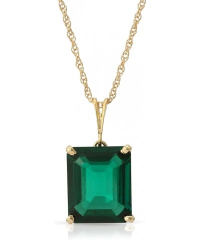 14K Solid Yellow Gold Necklace With Octagon Shape 4.5 ctw High Polished Genuine Emerald - Grade AAA LAB GROWN GENUINE REAL EM...