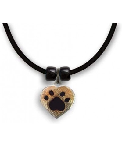 Enamel Painted Topaz and Black Colored Paw Print Heart Necklace $18.40 Necklaces