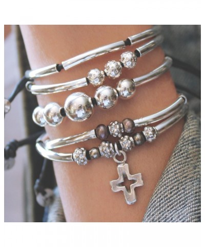 Handmade Faith Bracelet for Women – Adjustable, Double Leather Strand, with Pearls, & Silver Cross Charm – Confirmation Gift ...