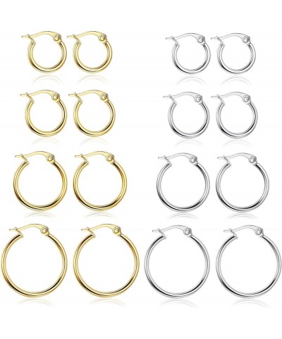 Gold Hoop Earrings Set Stainless Steel Rounded Small Hoop Earrings Set for Women Cute Huggie Earrings Nickel Free 10/12/15/20...