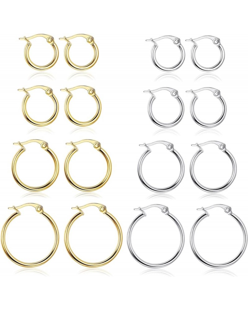 Gold Hoop Earrings Set Stainless Steel Rounded Small Hoop Earrings Set for Women Cute Huggie Earrings Nickel Free 10/12/15/20...