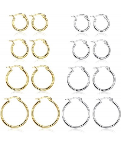 Gold Hoop Earrings Set Stainless Steel Rounded Small Hoop Earrings Set for Women Cute Huggie Earrings Nickel Free 10/12/15/20...