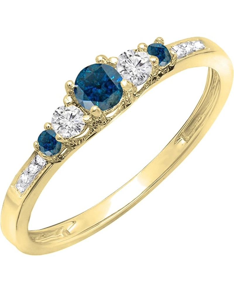 0.35 Carat (ctw) Round Blue and White Diamond Five Stone Engagement Ring for Women in Gold 4.5 14k: Metal Stamp Yellow Gold $...