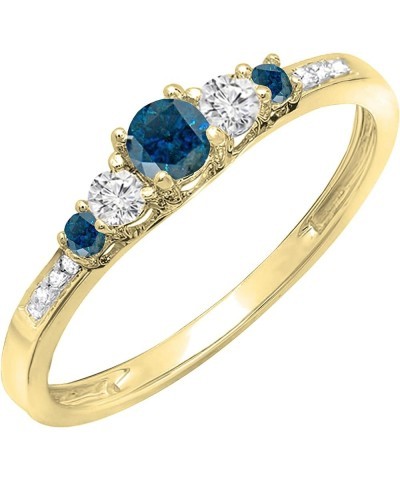 0.35 Carat (ctw) Round Blue and White Diamond Five Stone Engagement Ring for Women in Gold 4.5 14k: Metal Stamp Yellow Gold $...