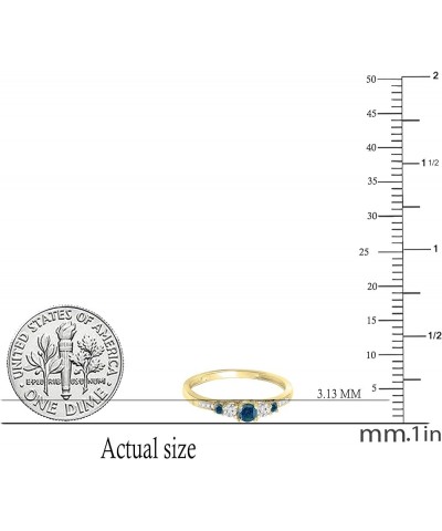 0.35 Carat (ctw) Round Blue and White Diamond Five Stone Engagement Ring for Women in Gold 4.5 14k: Metal Stamp Yellow Gold $...