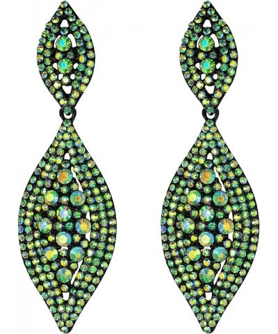 Women's Rhinestone Crystal Wedding Bridal 2 Leaf Drop Dangle Chandelier Earrings Green AB $10.70 Earrings