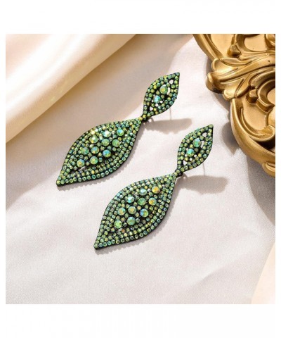 Women's Rhinestone Crystal Wedding Bridal 2 Leaf Drop Dangle Chandelier Earrings Green AB $10.70 Earrings