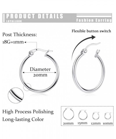 Gold Hoop Earrings Set Stainless Steel Rounded Small Hoop Earrings Set for Women Cute Huggie Earrings Nickel Free 10/12/15/20...