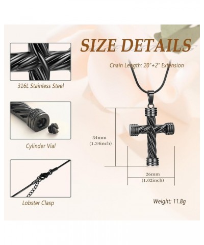 Rope Winding Cross Cremation Jewelry for Ashes Urn Cremation Pendant Necklace with Mini Keepsake Urn Memorial Ash Jewelry Bla...