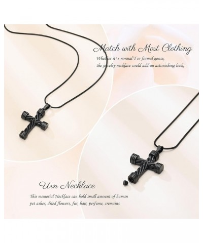 Rope Winding Cross Cremation Jewelry for Ashes Urn Cremation Pendant Necklace with Mini Keepsake Urn Memorial Ash Jewelry Bla...