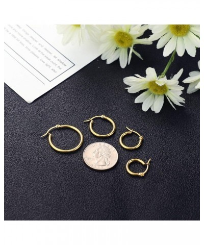 Gold Hoop Earrings Set Stainless Steel Rounded Small Hoop Earrings Set for Women Cute Huggie Earrings Nickel Free 10/12/15/20...