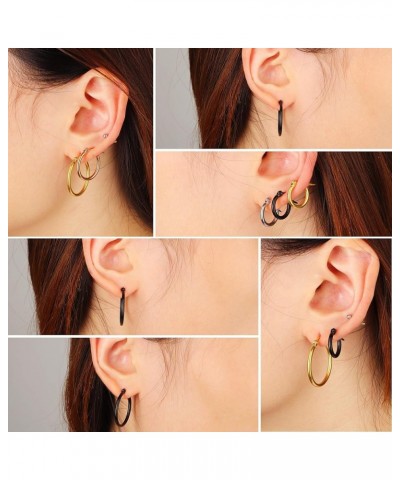 Gold Hoop Earrings Set Stainless Steel Rounded Small Hoop Earrings Set for Women Cute Huggie Earrings Nickel Free 10/12/15/20...