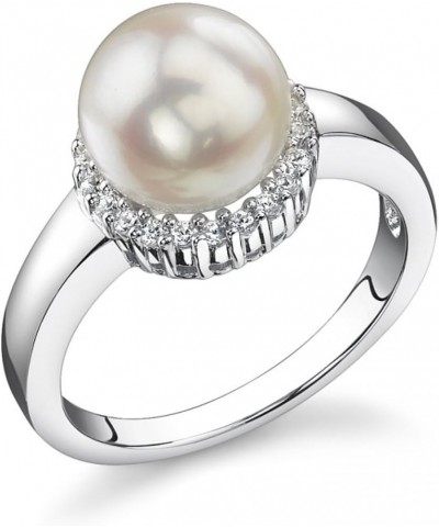 8-8.5mm Genuine White Japanese Akoya Saltwater Cultured Pearl Ashley Ring for Women $82.80 Rings