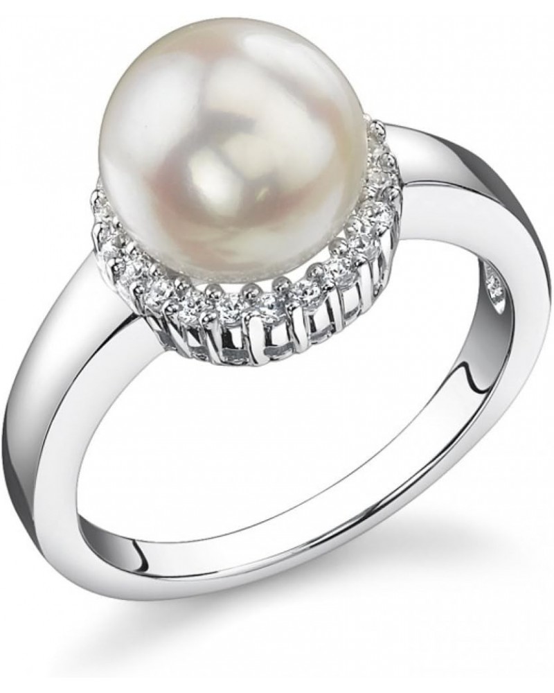 8-8.5mm Genuine White Japanese Akoya Saltwater Cultured Pearl Ashley Ring for Women $82.80 Rings