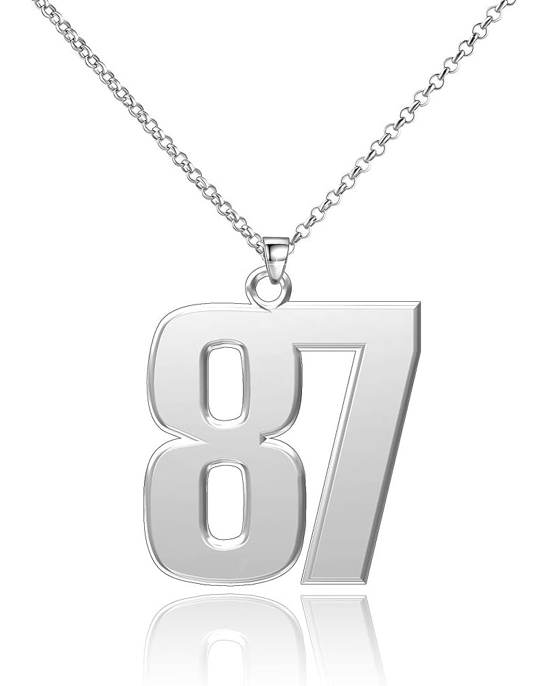 925 Sterling Silver Number Pendant Necklace 0-99 Charms Number Necklace Silver 87 $18.47 Necklaces