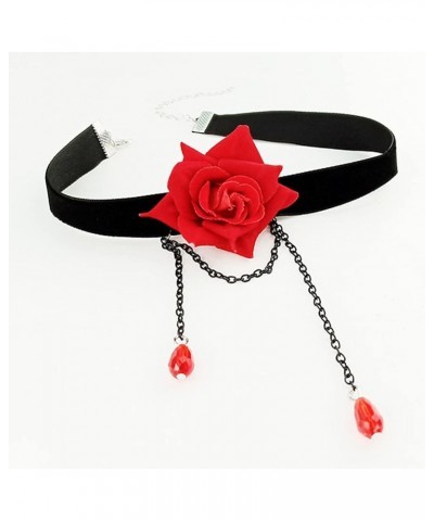 Elegant Retro Rose Flower Collarbone Chain Clavicle Necklace Gothic Lolita Black Lace Collar Choker Ornament Wedding Hallowee...