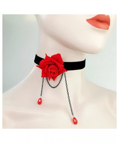 Elegant Retro Rose Flower Collarbone Chain Clavicle Necklace Gothic Lolita Black Lace Collar Choker Ornament Wedding Hallowee...