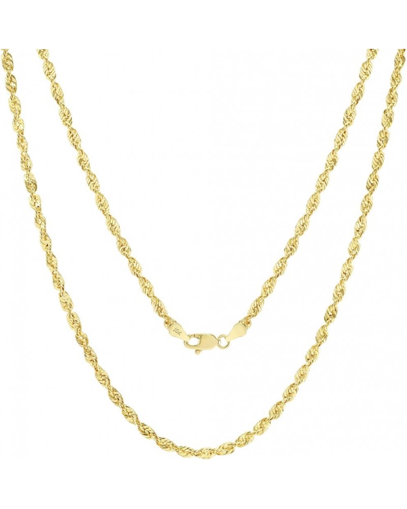 10k Yellow Gold 3mm Diamond Cut Rope Chain Lightweight Necklace, Mens Womens Jewelry 16" 18" 20" 22" 24" 26" 28" 30 24 $105.0...