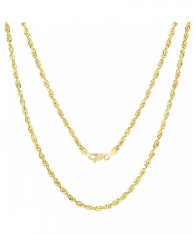 10k Yellow Gold 3mm Diamond Cut Rope Chain Lightweight Necklace, Mens Womens Jewelry 16" 18" 20" 22" 24" 26" 28" 30 24 $105.0...