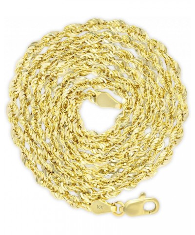 10k Yellow Gold 3mm Diamond Cut Rope Chain Lightweight Necklace, Mens Womens Jewelry 16" 18" 20" 22" 24" 26" 28" 30 24 $105.0...