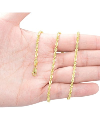 10k Yellow Gold 3mm Diamond Cut Rope Chain Lightweight Necklace, Mens Womens Jewelry 16" 18" 20" 22" 24" 26" 28" 30 24 $105.0...