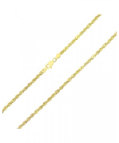 10k Yellow Gold 3mm Diamond Cut Rope Chain Lightweight Necklace, Mens Womens Jewelry 16" 18" 20" 22" 24" 26" 28" 30 24 $105.0...