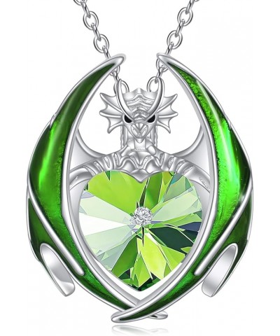 Dragon Necklace 925 Sterling Silver Birthstone Pendant with Heart Shaped Crystal Jewelry Gift for Women Girl 08-Aug $16.80 Ne...