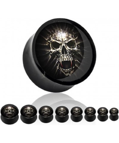 Black Acrylic Saddle Plug with a Mummy Skull Picture Insert - Sold as a Pair 3/4 $11.86 Body Jewelry