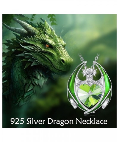 Dragon Necklace 925 Sterling Silver Birthstone Pendant with Heart Shaped Crystal Jewelry Gift for Women Girl 08-Aug $16.80 Ne...