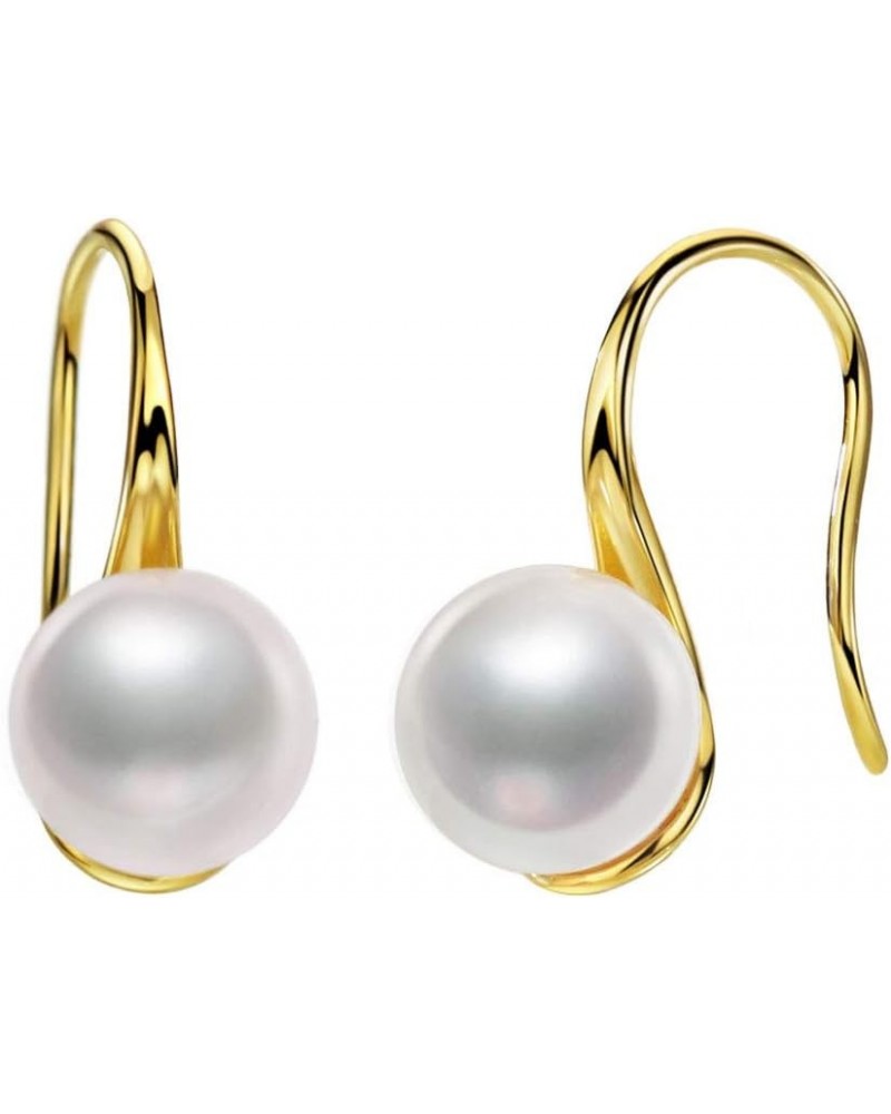 18K Gold Plated Akoya Pearl Earrings Dangle Drop 8.5-9mm Pearl 925 Sterling Silver Fine Jewelry for Women $78.30 Earrings