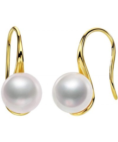 18K Gold Plated Akoya Pearl Earrings Dangle Drop 8.5-9mm Pearl 925 Sterling Silver Fine Jewelry for Women $78.30 Earrings